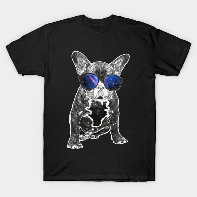 French Bulldog Nerdy Glasses Galaxy T-Shirt by yeoys